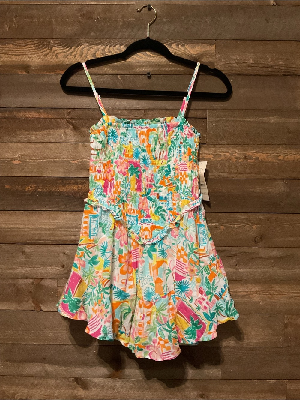 No Boundaries White And Vibrant Floral Smocked Romper Women’s Size XS NWT